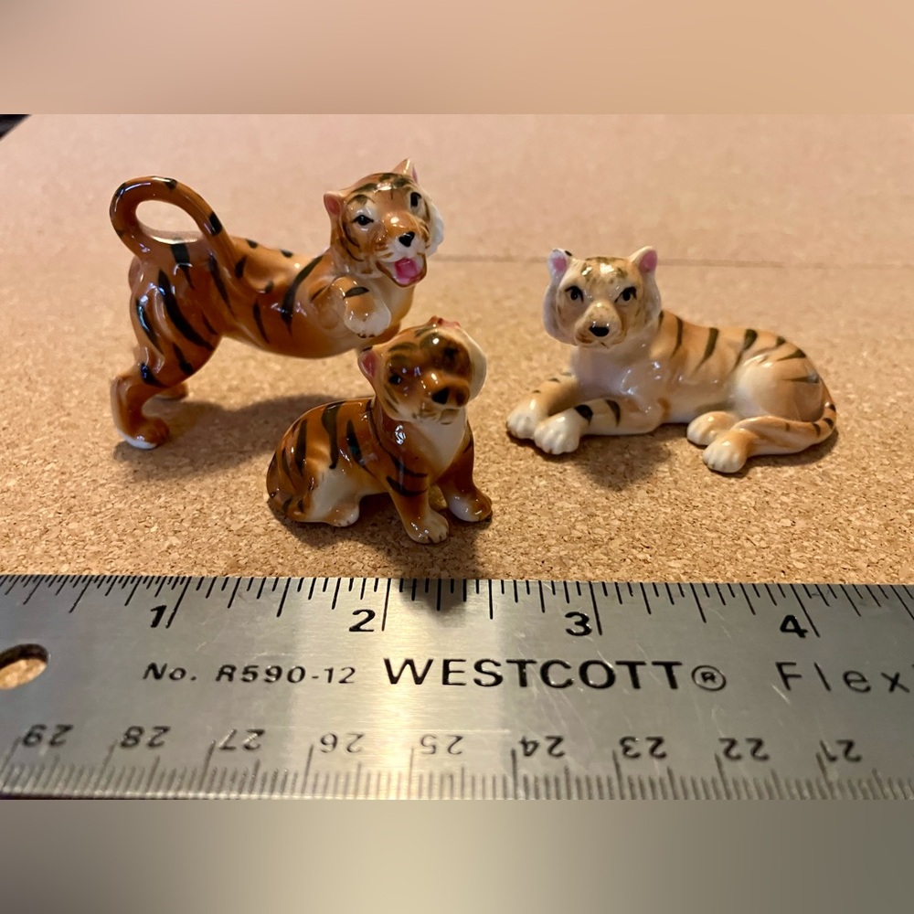 Vintage bone china tiger figures